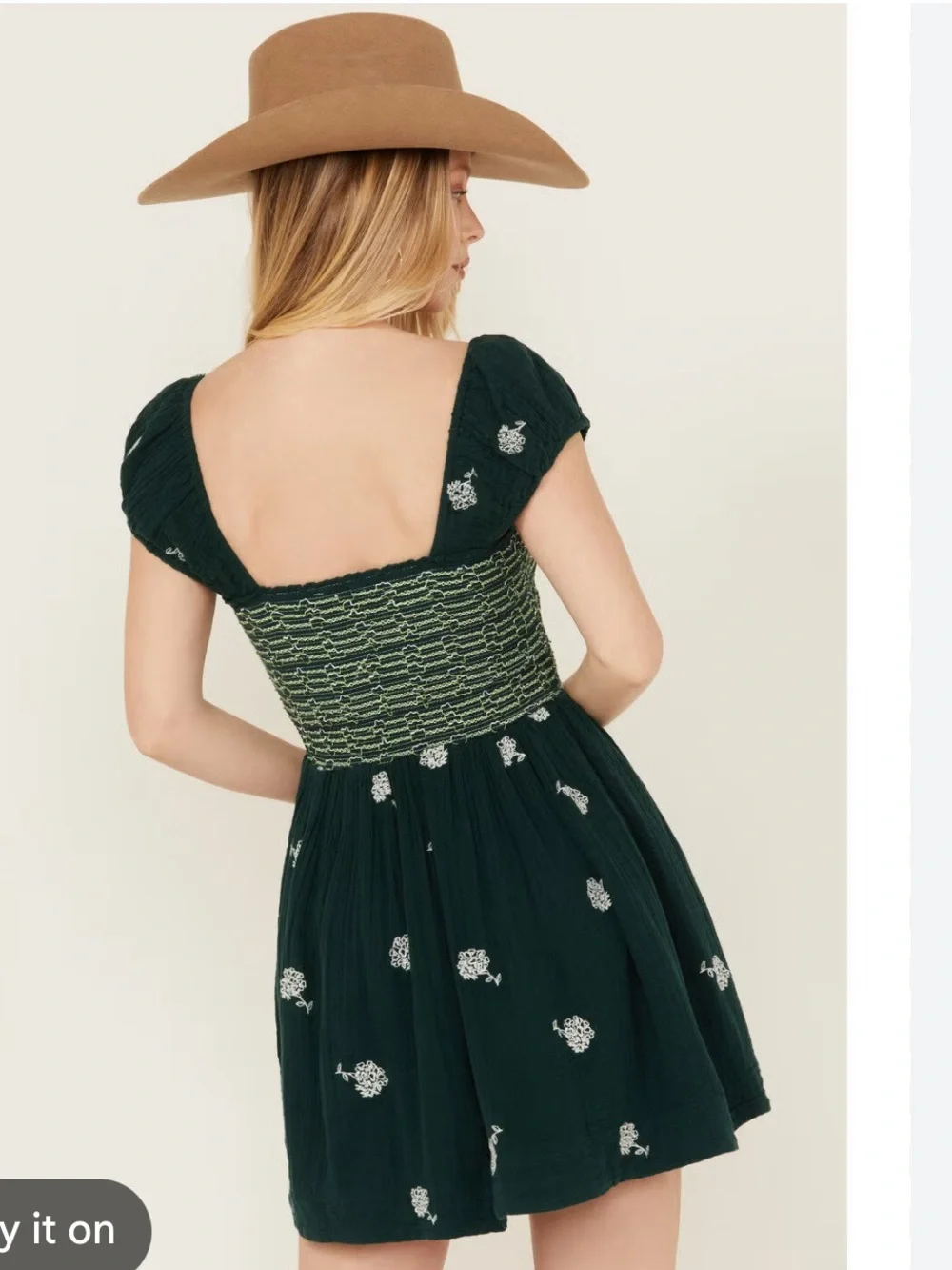 Free people Tory embroidered smocked dress